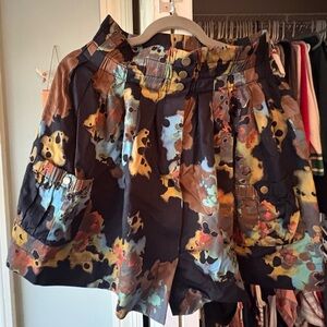Abstract Multicolor Circle Skirt with Utility Pockets